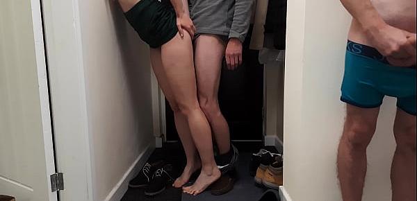 Delivery Guy Knocked on the Door as I Fucked my Wife and I let him Fuck her while I Watch.